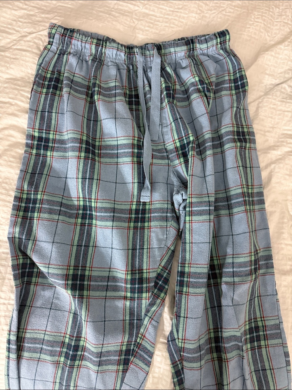Light Blue Plaid Mens Shorts - Casual Drawstring Lounge Shorts